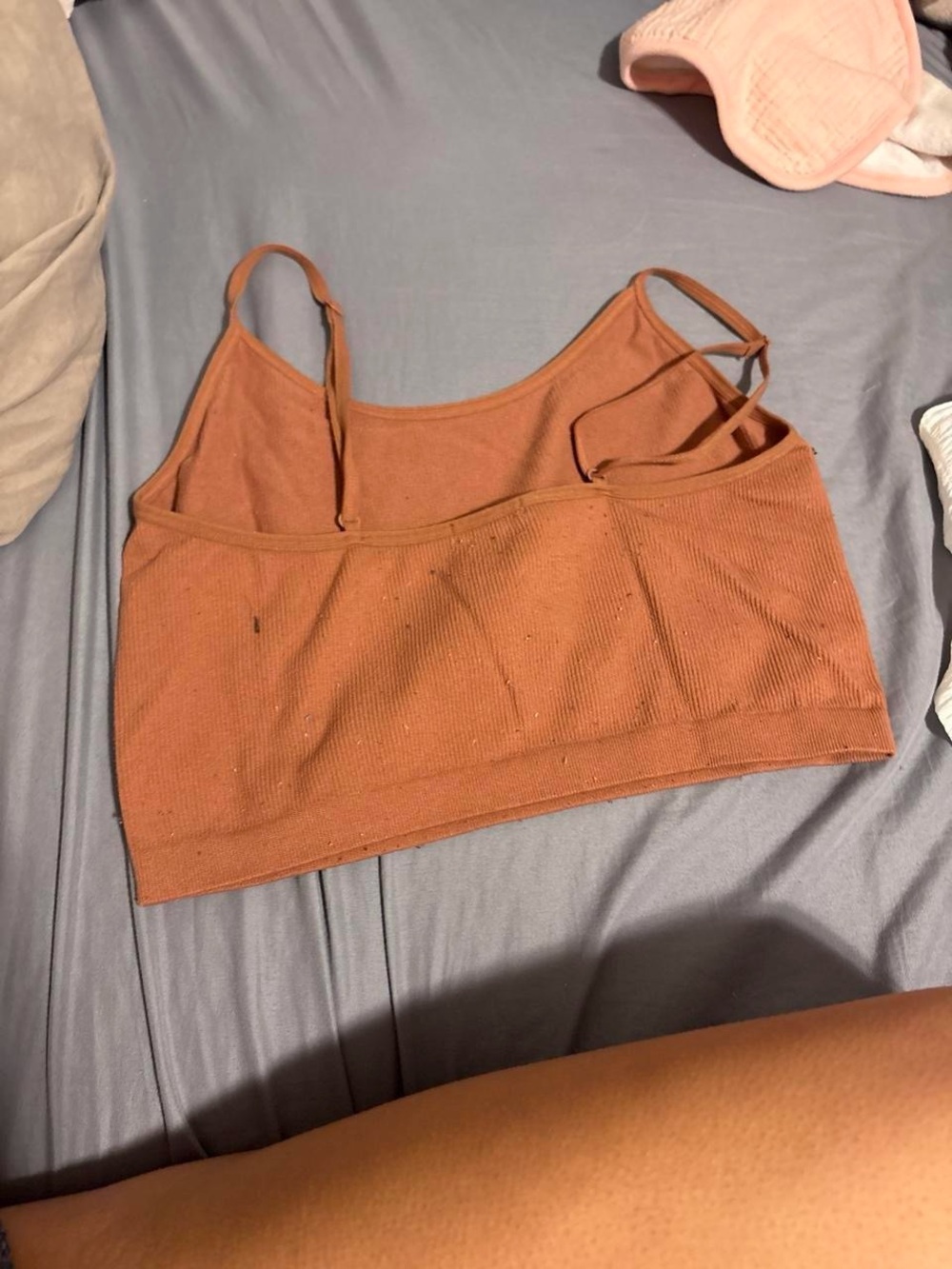 Bozzolo Rust-Colored Ribbed Cropped Cami - Picture 2 of 2